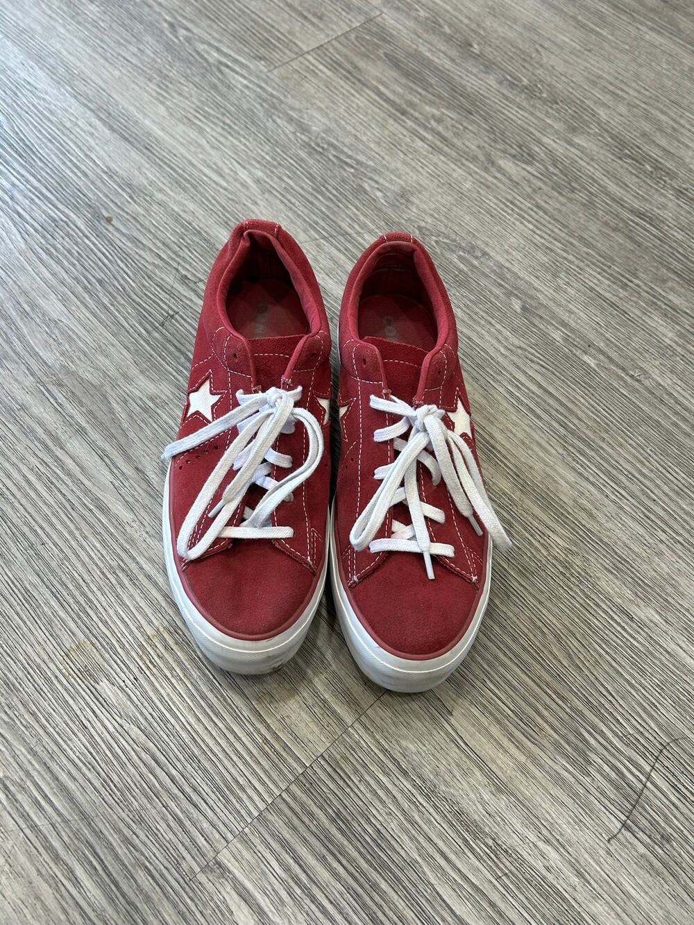 Converse One Star Platform Ox Rhubarb Red Maroon Suede Women’s Size 8.5